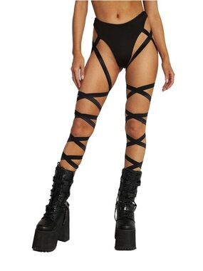 Black Strappy Leg Wraps – Women's Wraparound Hosiery